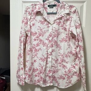 Lauren Ralph Women's Lauren Red Floral Print Shirt